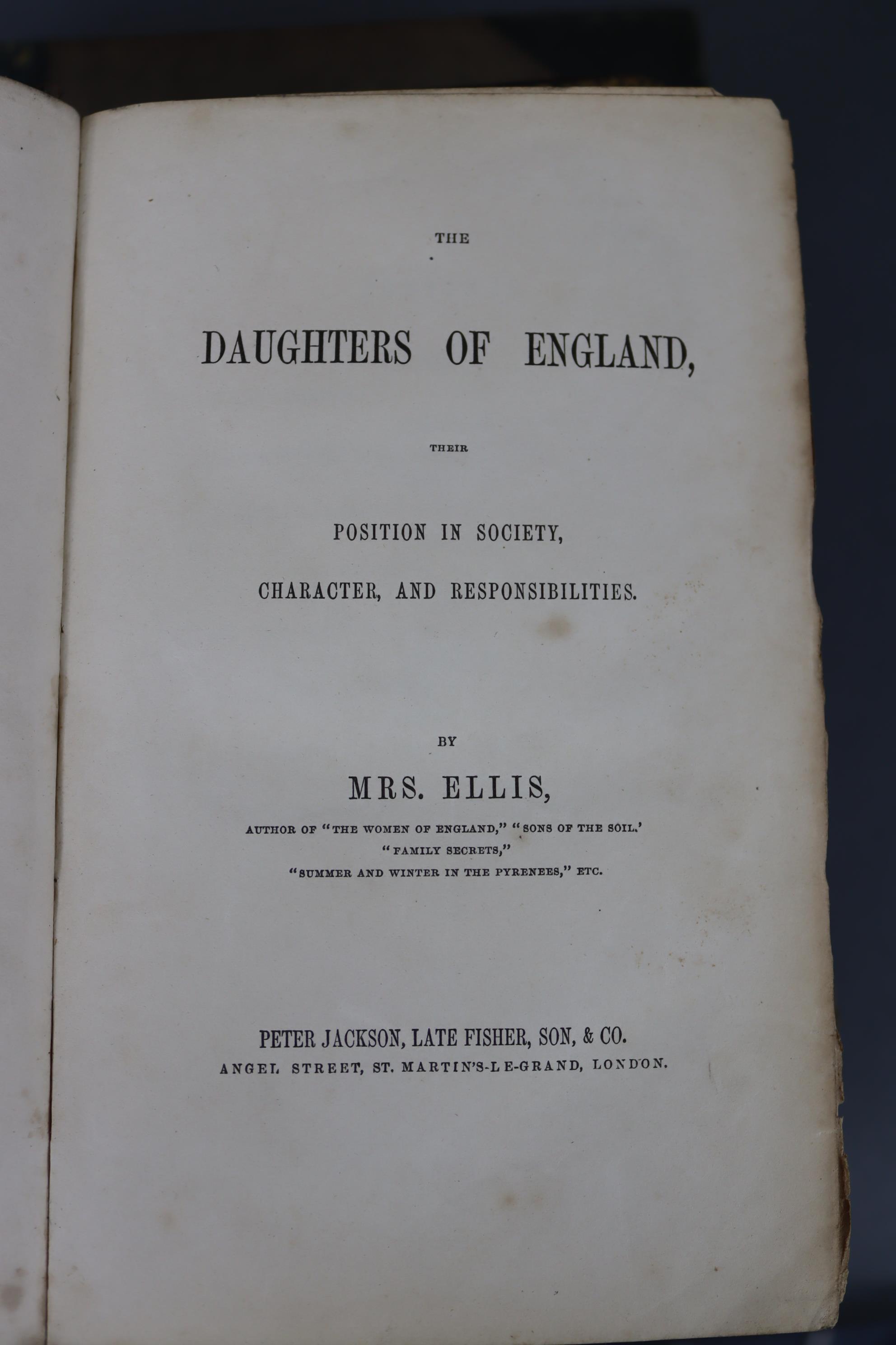 Two 19th century leather-bound volumes by Mrs Ellis “The Daughters of England” & “The Women of - Image 20 of 22