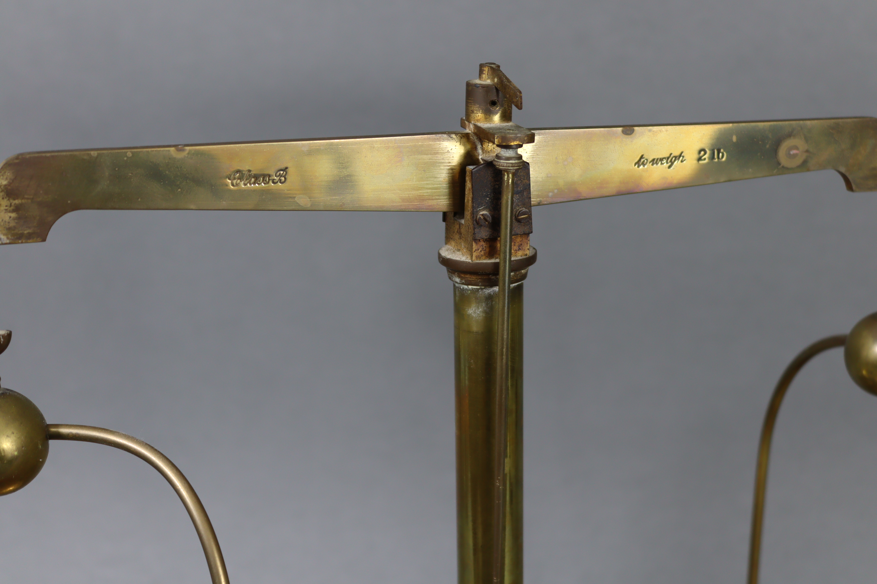 A late 19th/early 20th century large brass beam scale by W.A. Webb Ltd. of London mounted on - Image 8 of 8