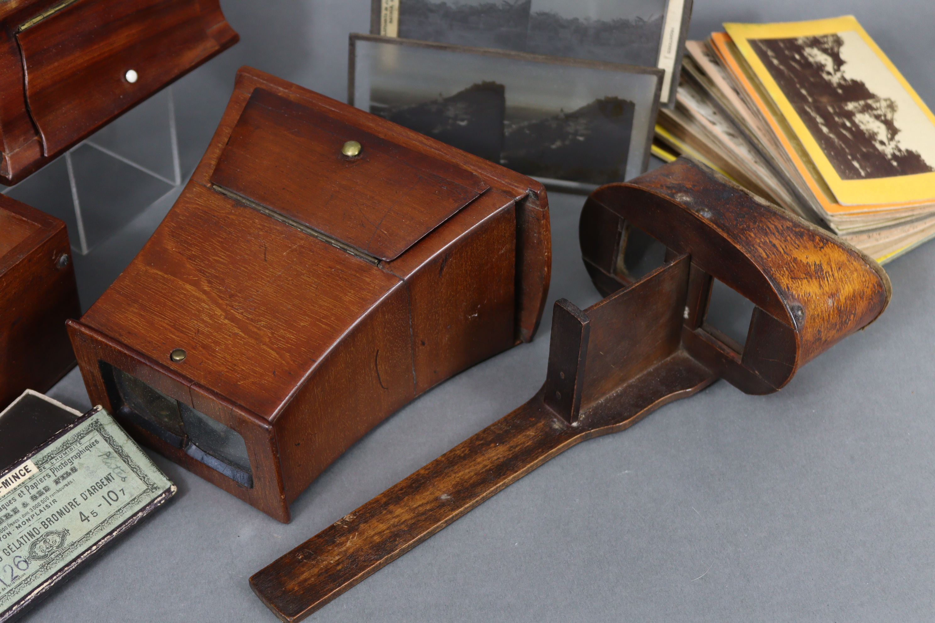 Four stereo-card viewers; a stereo-card storage box; & a quantity of stereoview cards. - Image 5 of 8