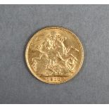 An Edwardian half-sovereign gold coin (1910).