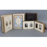 Three Victorian leather-bound family photograph albums containing a total of one hundred & five
