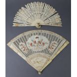 A late 18th/early 19th century continental ivory brisé fan, the finely-pierced spines with