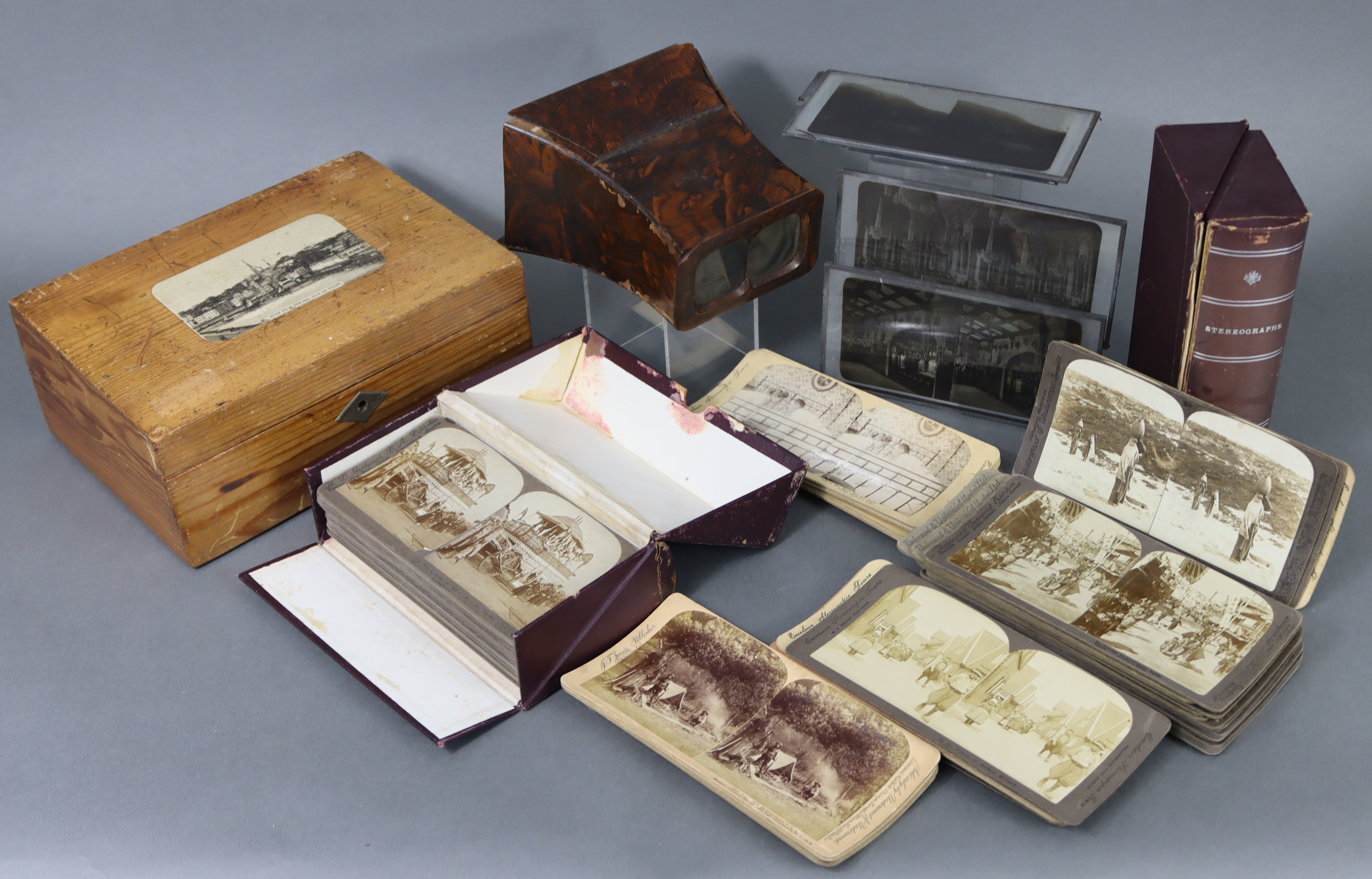 A quantity of assorted stereoview cards; together with a stereo-card viewer; & three stereo-card