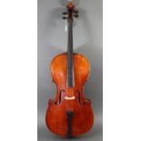 A CELLO, 48” HIGH, bears paper label: “ROCCA ENRICO FU GIUSEPPE, GENOVA