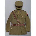 A WWII “Royal Indian Army Service Corps” officer dress jacket; & a ditto peak cap; a WWII British