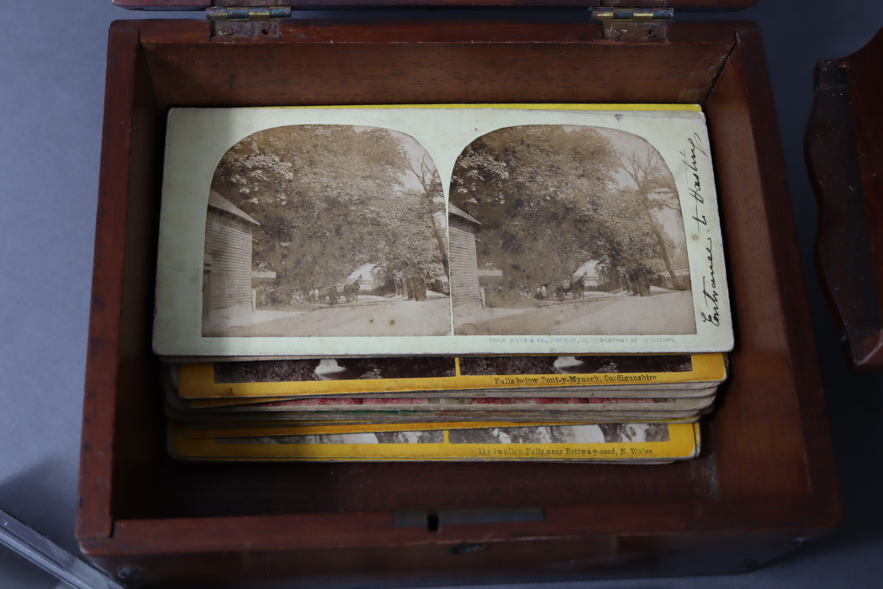 Four stereo-card viewers; a stereo-card storage box; & a quantity of stereoview cards. - Image 6 of 8