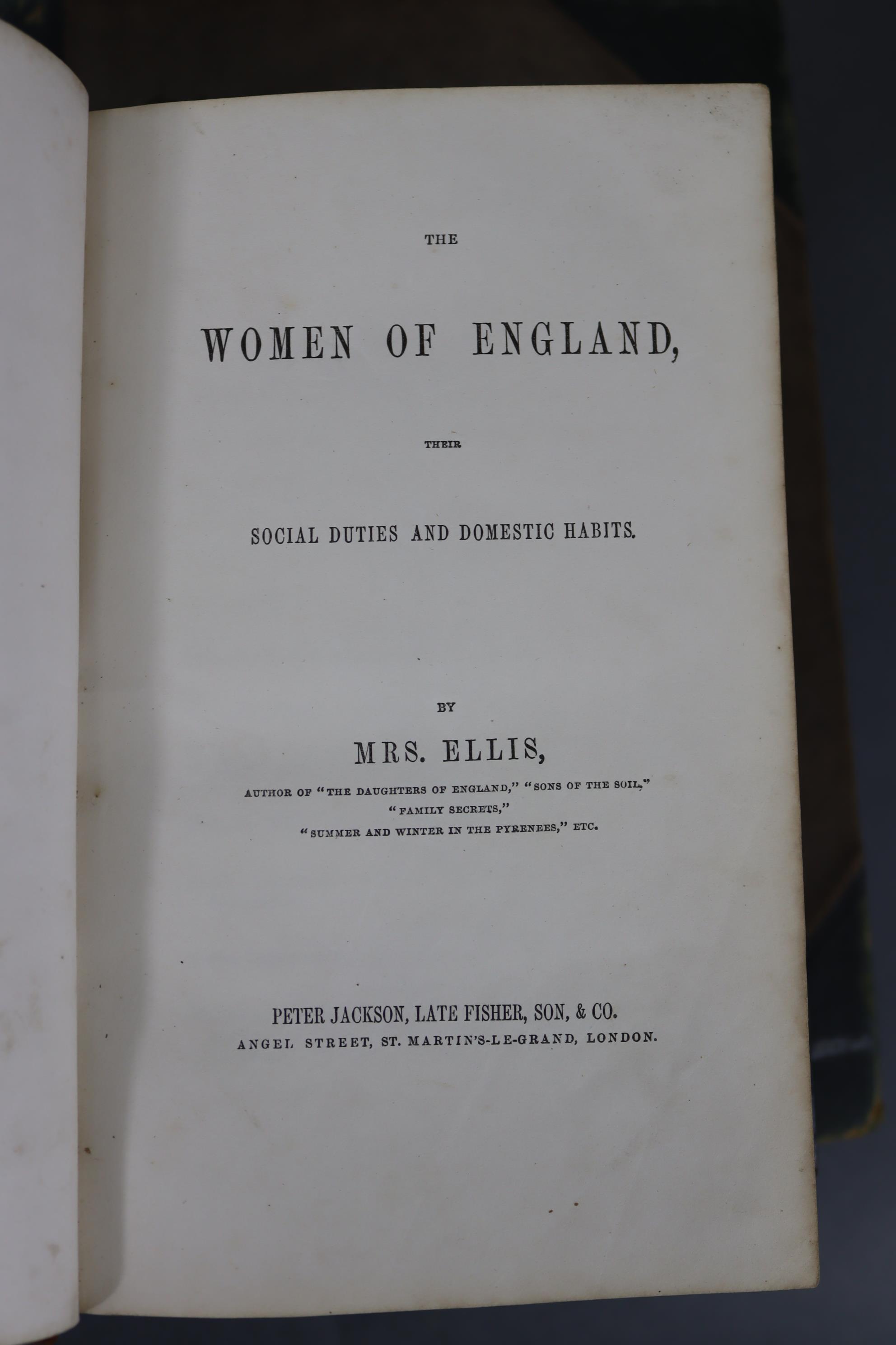 Two 19th century leather-bound volumes by Mrs Ellis “The Daughters of England” & “The Women of - Image 17 of 22