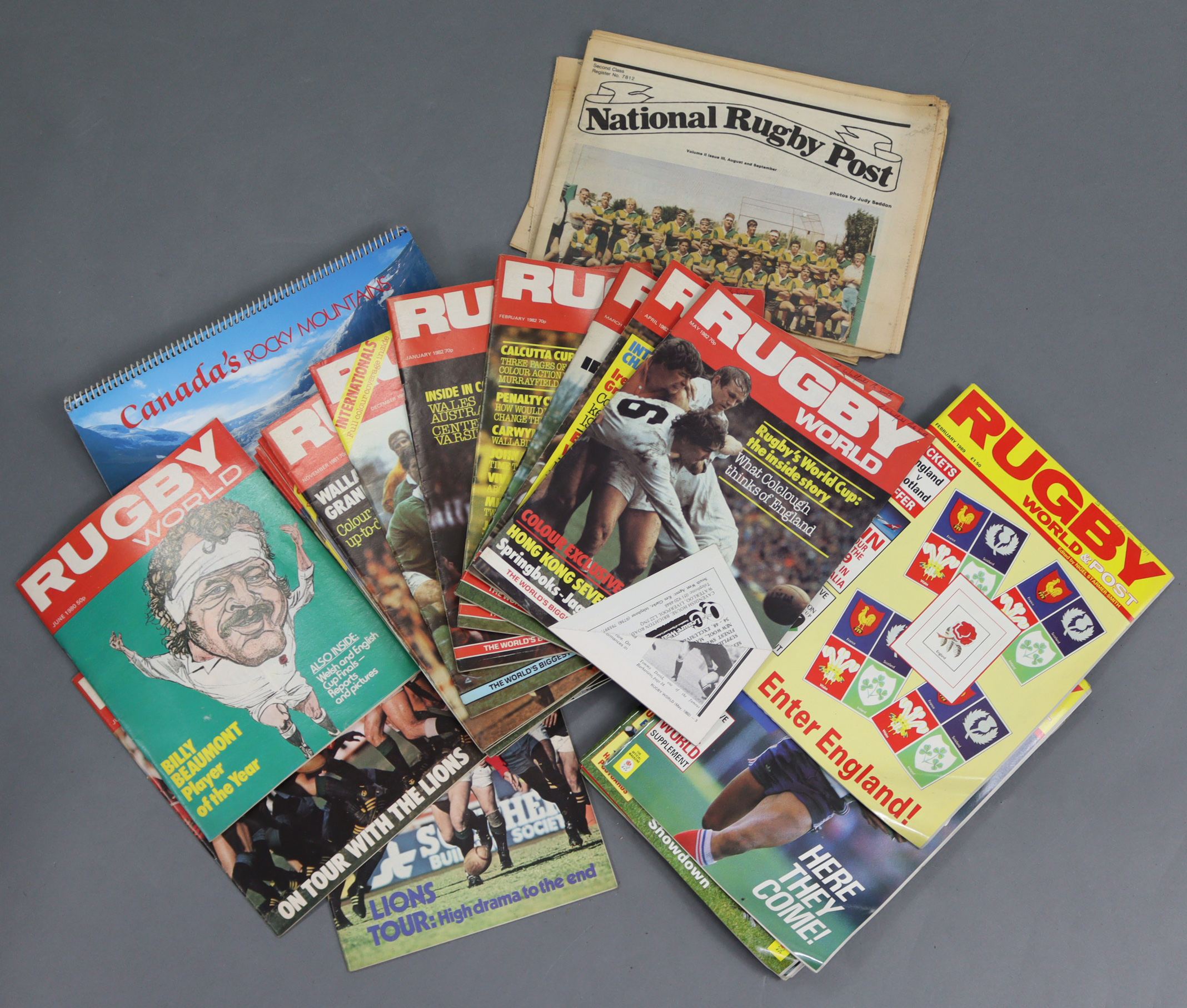 Approximately two hundred issues of “Rugby World” magazine; together with various other magazines,