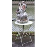 A light green-finish aluminium patio table with circular folding-top, & on fold-away legs, 23¾”