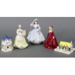 Two Royal Worcester fine bone china figures “Grandmother’s Dress” (No. 3081); & “Spring Fair”; a