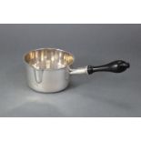 A 19th century French silver (.950 standard) brandy saucepan with slightly tapered sides, engraved