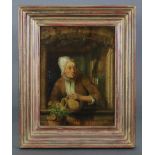 DUTCH SCHOOL, 17th/18th century. A woman watering flowers from an open window. Oil on panel; 10½”