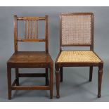 A late 18th/early 19th century provincial oak hard-seat chair with carved rail back; & a Victorian