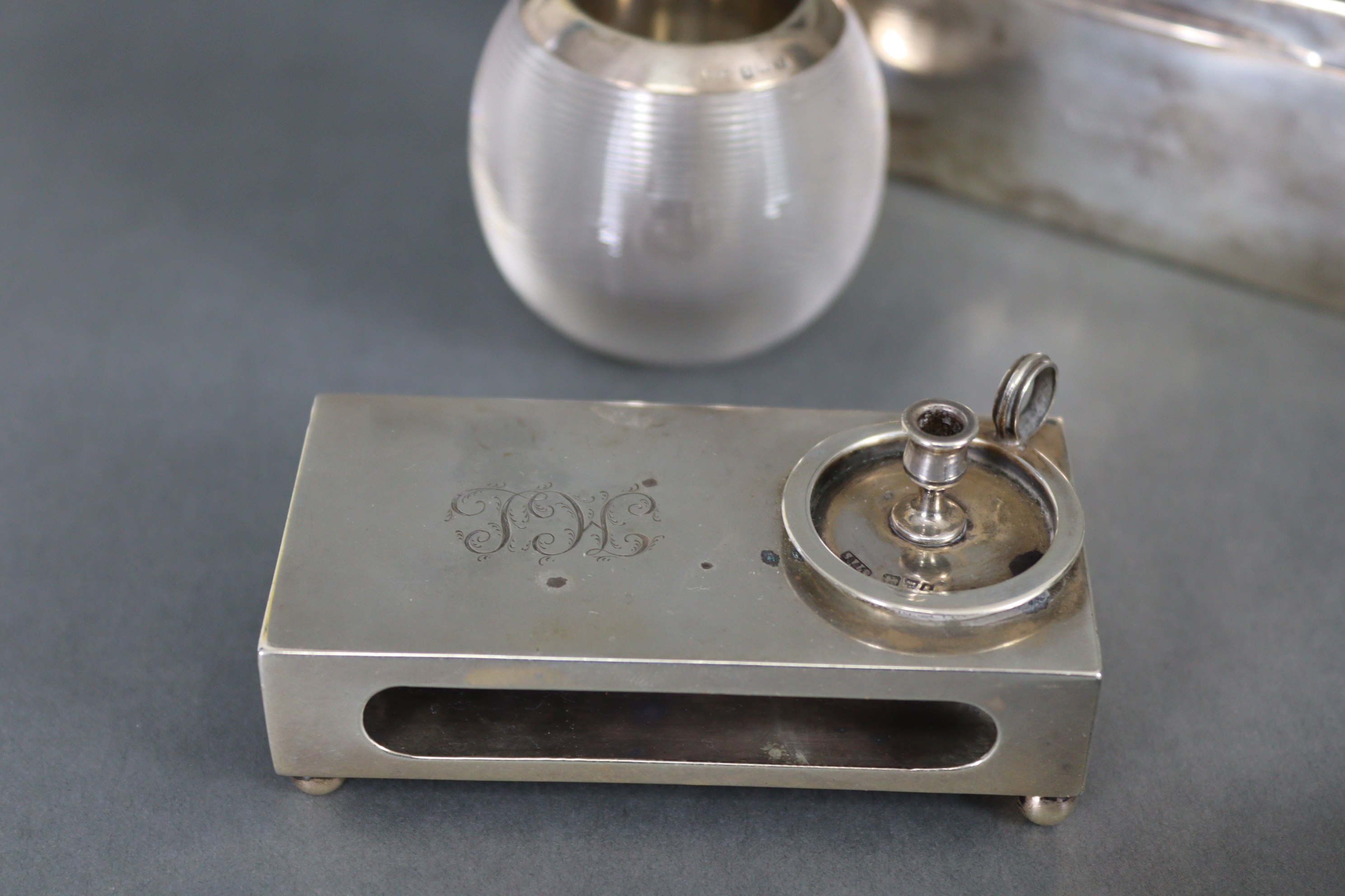 A circular silver-backed hand mirror & matching cigarette box, both inscribed “Poppy”, Birmingham - Image 3 of 10