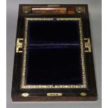 A Victorian burr walnut & mother of pearl in laid writing slope with fully fitted interior, gilt-