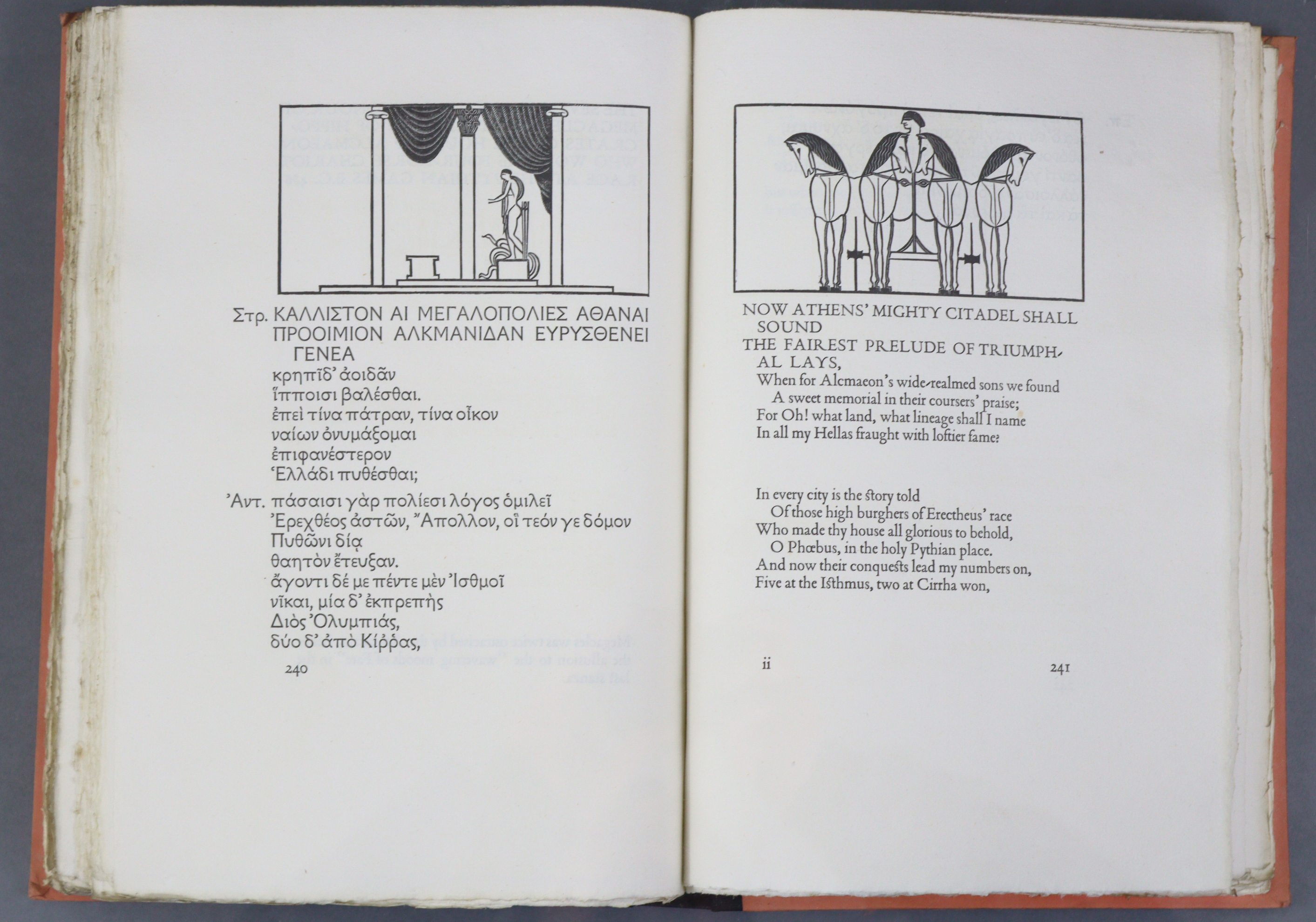 SHAKESPEARE HEAD PRESS: PINDAR: “Odes of Victory”; 2 vols. wood engravings by John Farleigh, vol - Image 19 of 19