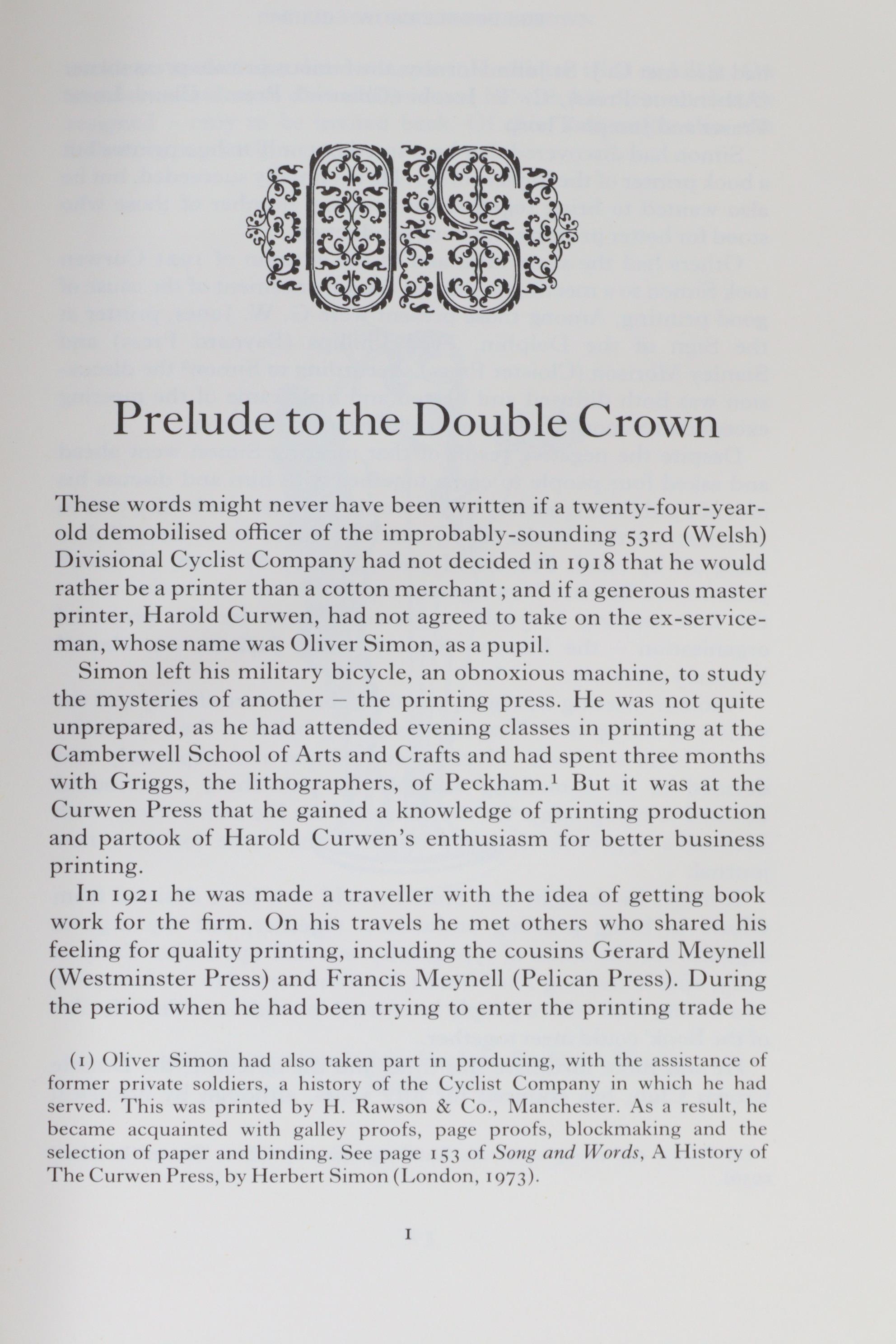 PRIVATE PRESSES (VARIOUS): WESTERHAM PRESS: MORAN, James; “The Double Crown Club – A History of - Image 5 of 10