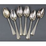 Five Dutch silver Hanoverian pattern table spoons. .934 standard, 1871; & a similar .833 standard