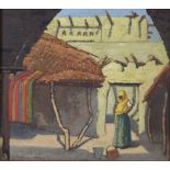 LALIT MOHAN SEN, A.R.C.A. (1898-1954). An Indian street scene with a woman standing in a