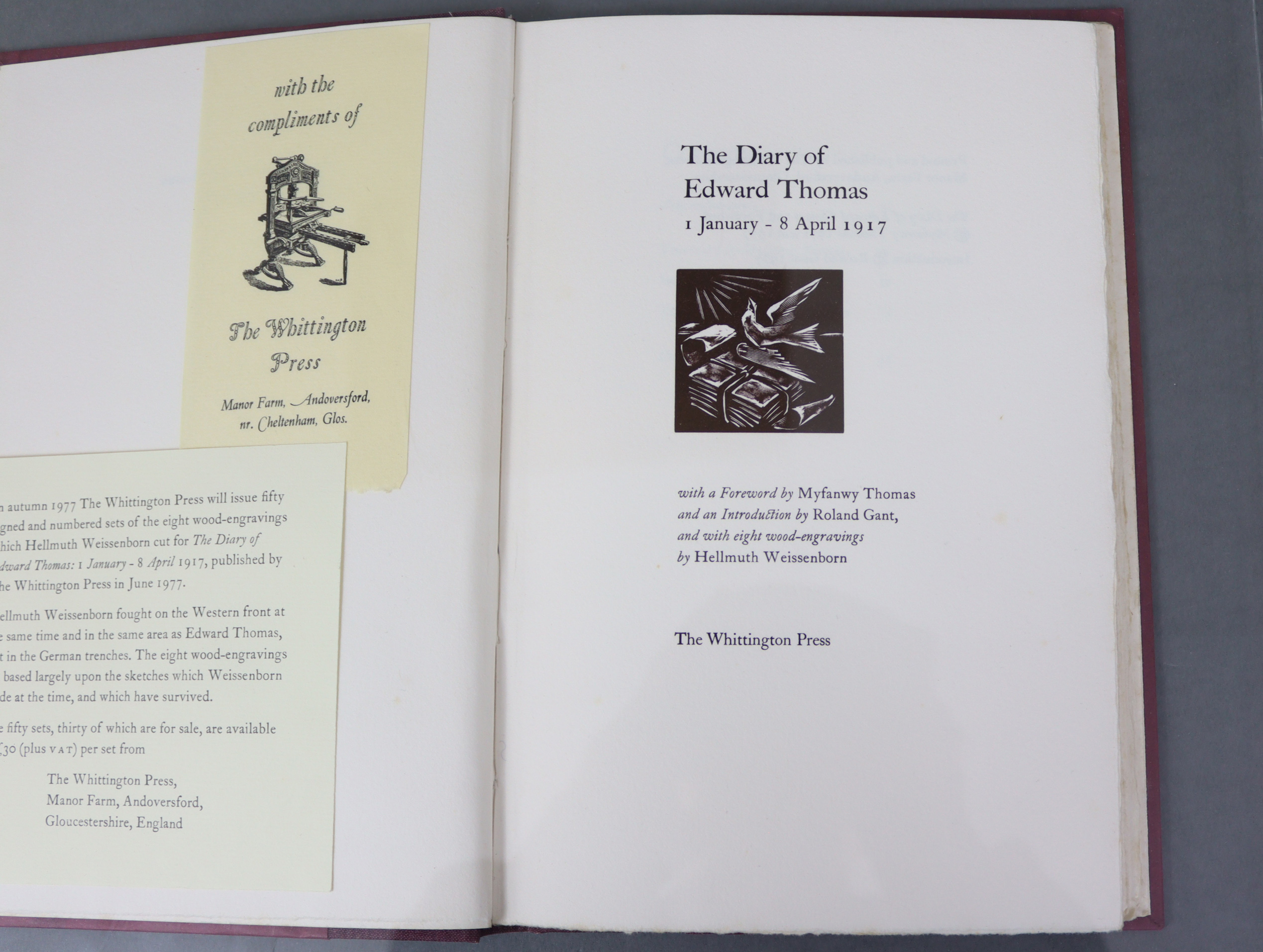 WHITTINGTON PRESS: MORGAN, Gwenda; “The Wood Engravings of Gwenda Morgan”, 1985, intro. by John - Image 11 of 11