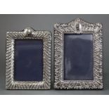 Two similar rectangular silver photograph frames, each with embossed decoration, London 1987 & 88 by