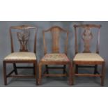 Two late 18th century mahogany Chippendale-style dining chairs with carved & pierced splat