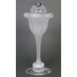 A mid-20th century Daum of France glass table lamp base with slender frosted foliate body on