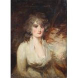 After HENRY RAEBURN (1756-1823). Portrait of a lady, half-length, with shoulder-length hair, against