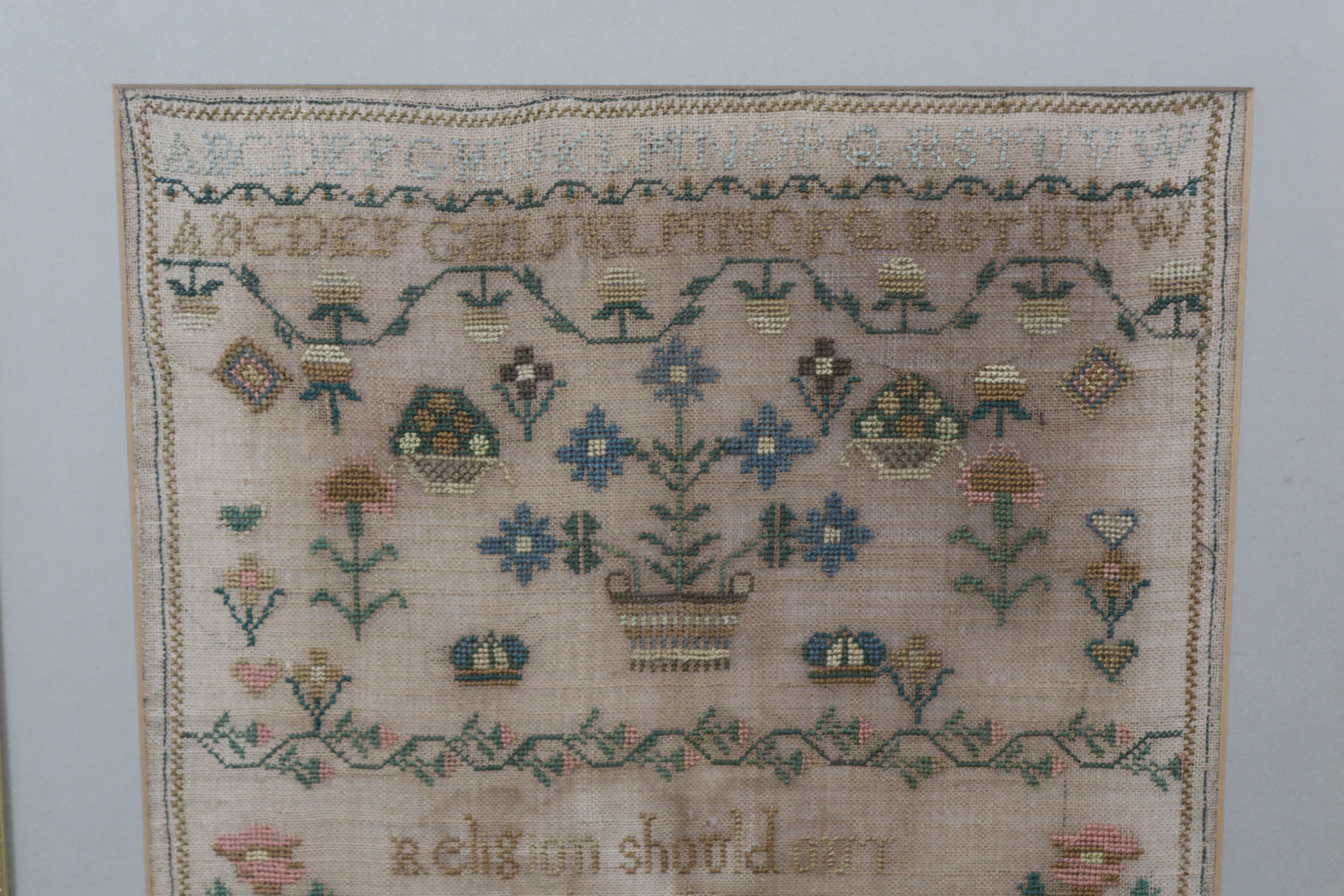 A George III silk needlework sampler inscribed “Mary Ann Williams, Her Work, 1815”, with alphabet, - Image 2 of 3