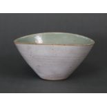 DAME LUCIE RIE & HANS COPER, A STUDIO POTTERY SMALL BOWL, of slightly oval conical form with