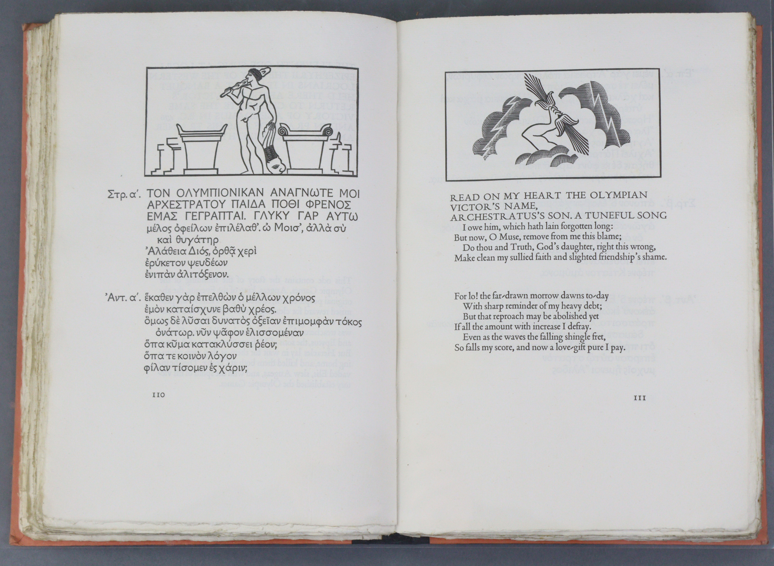 SHAKESPEARE HEAD PRESS: PINDAR: “Odes of Victory”; 2 vols. wood engravings by John Farleigh, vol - Image 18 of 19