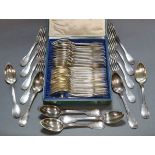 Eighteen 19th century French silver (.950) standard Fiddle & Thread pattern table spoons, &