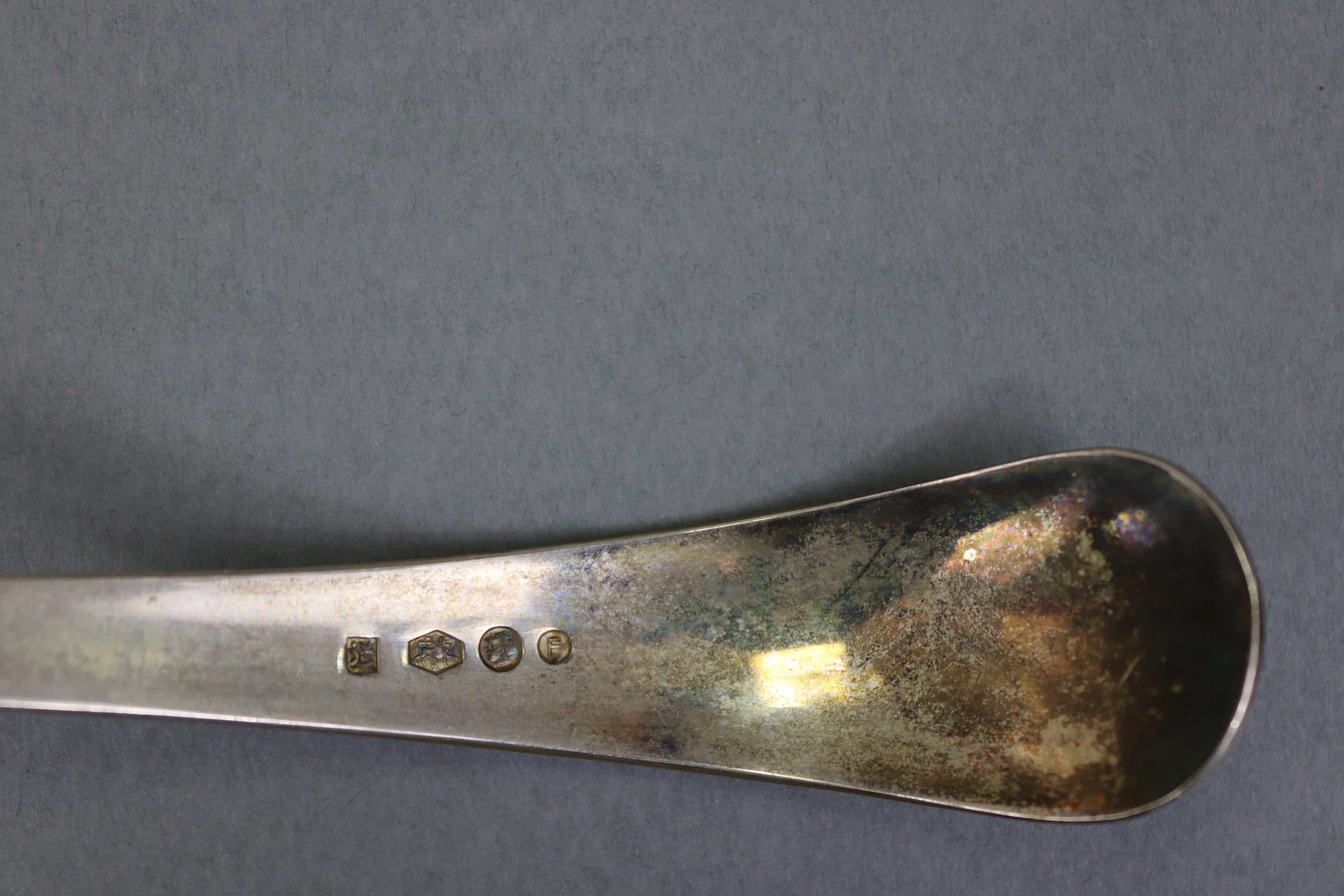 A Dutch silver .934 standard egg ladle with beaded edge to the long curved handle, 1889; & a similar - Image 4 of 4