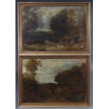 ROBERT ROBINSON DRABBLE (1827-1908). A pair of wooded river landscapes with figures. Unsigned