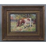 H. S. PALMER (19th century). Cattle grazing underneath an apple tree. Signed lower left; oil on