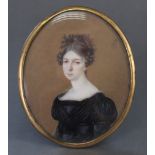 ENGLISH SCHOOL, early 19th century. A head-&-shoulders portrait miniature of Sophia Charlotte Simeon