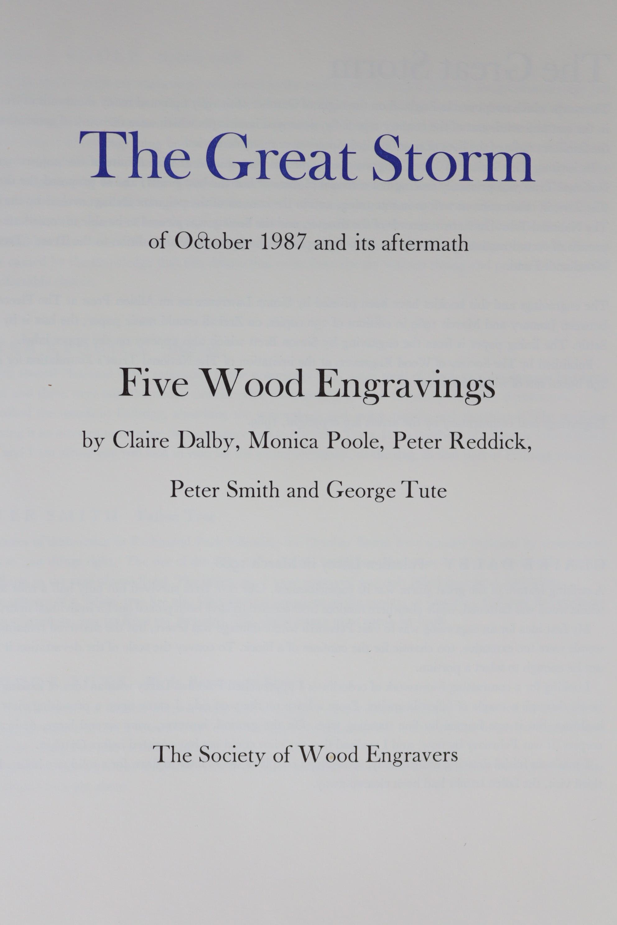 FLEECE PRESS: “The Great Storm of October 1987 & Its Aftermath”, five wood engravings by Claire - Image 2 of 6