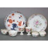 Two 18th century Chinese export porcelain café-au-lait-backed saucer dishes, 4¾” & 4¼”; two