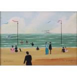 MARGARET CHAPMAN (20th century). A pair of French beach scenes with figures, each signed lower left,