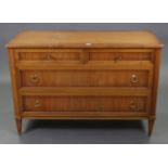 A mahogany chest fitted two short & two long drawers with brass ring handles, & on short square