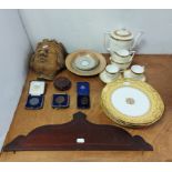 A 19th century inlaid-mahogany oval two-handled tea tray, 24½” x 16” (w.a.f.); & a Minton’s seven-