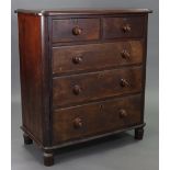 A Victorian mahogany chest fitted two short & three long graduated drawers with turned knob handles,