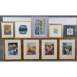 Four signed limited edition prints after Margaret Loxton, in matching glazed frames, together with