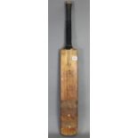 A Gun & Moore of Birmingham Treble Spring short-handled cricket bat “The Autograph”, 33 ¾” long.