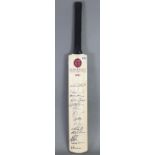 A Somerset County Cricket club 2012 cricket bat autographed by numerous players & staff, 33¾” long.