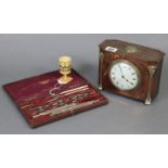 An early 20th century mantel timepiece in rectangular planished copper & brass case, with French