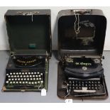A late 19th century typewriter “The Empire”; & an early 20th century Klein-Adler No. 2 typewriter,