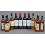 Four bottles of Chateau Chemin Royal red wine (1995, 750ml); & six bottles of Monbazillac wine (
