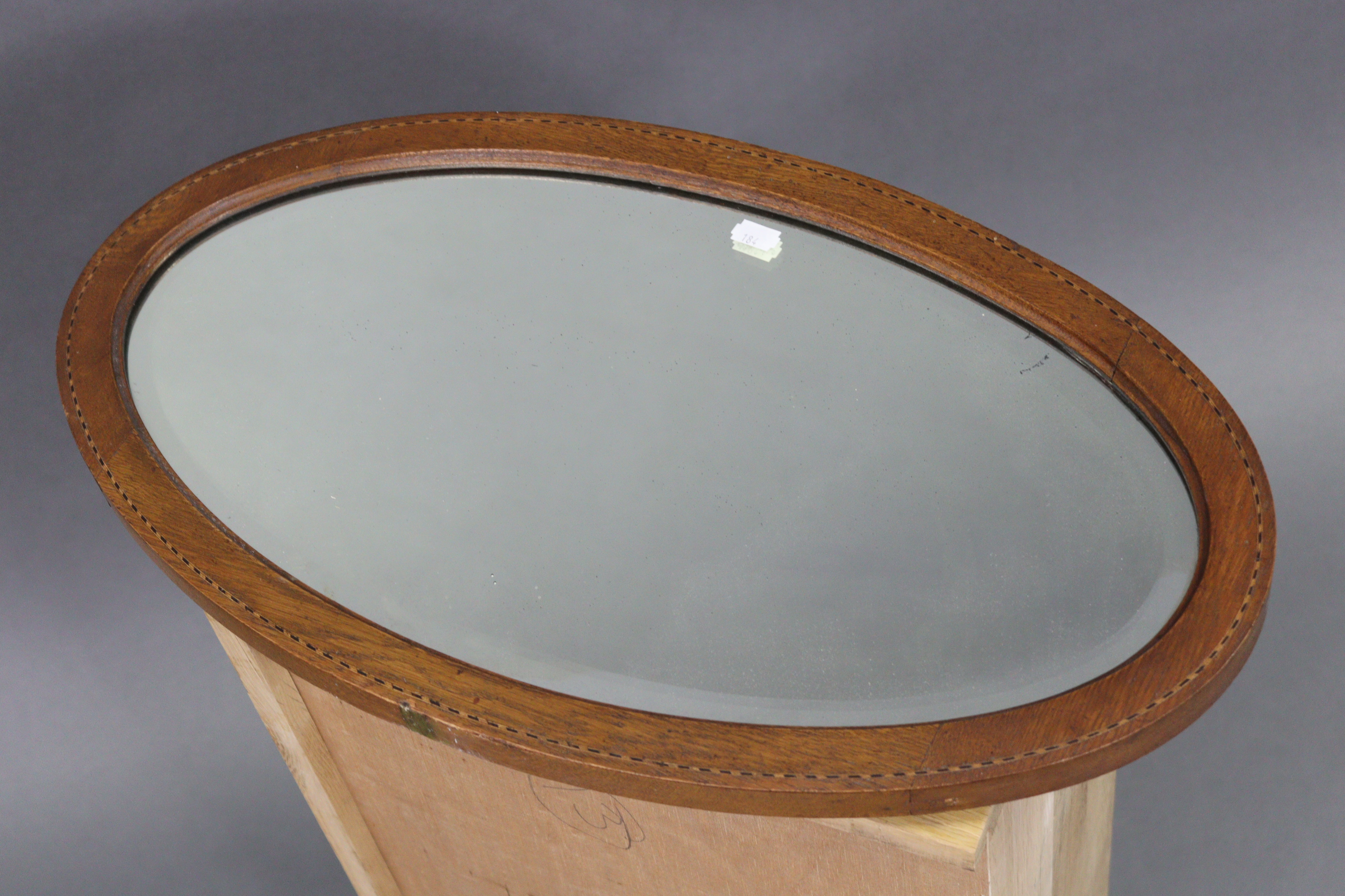 A black lacquer frame rectangular wall mirror, 19” x 15”; together with two oval frame wall mirrors; - Image 9 of 14