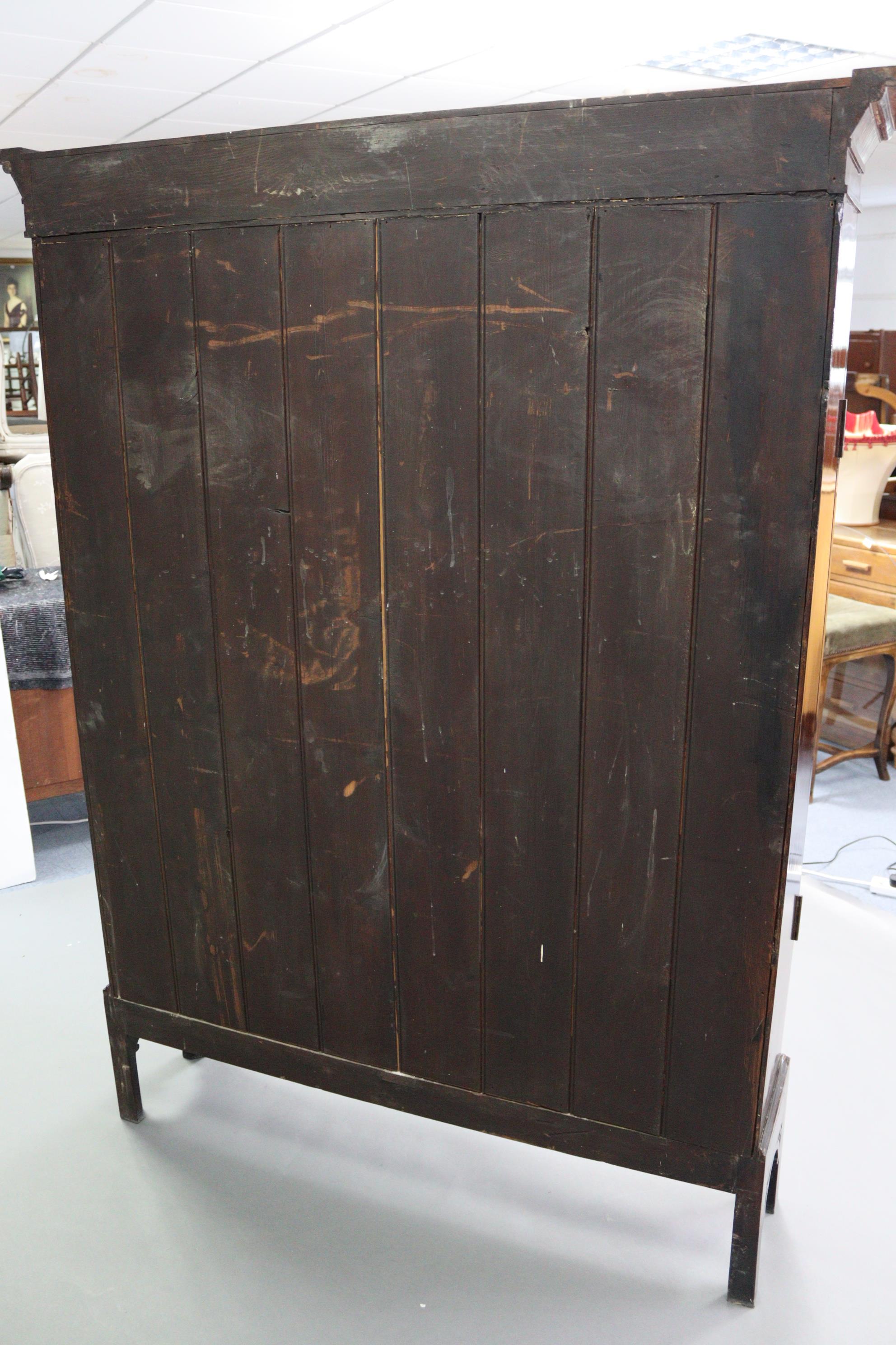 A mahogany tall standing bookcase fitted two shelves enclosed by pair of glazed doors, & on short - Image 6 of 6